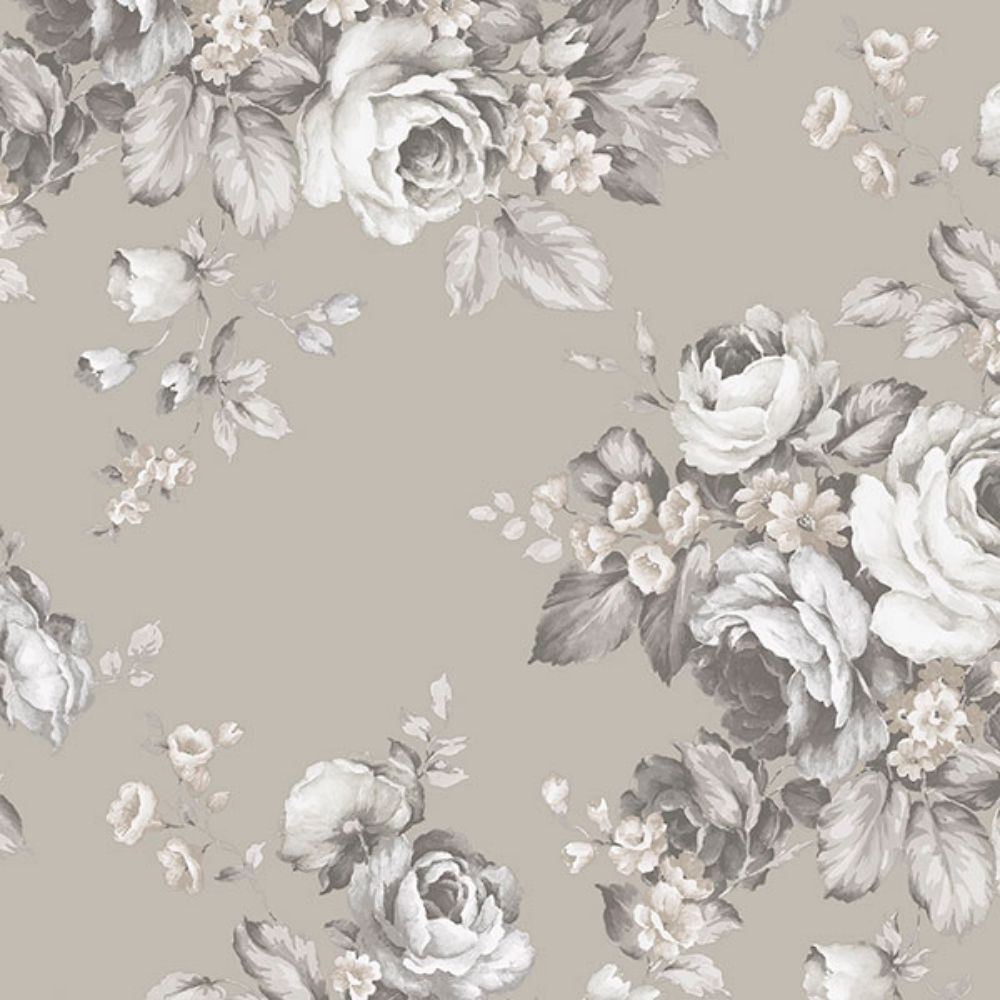 Patton Wallcoverings AF37701 Flourish (Abby Rose 4) Grand Floral Wallpaper in Black, Ebony, Plum & Pinks 